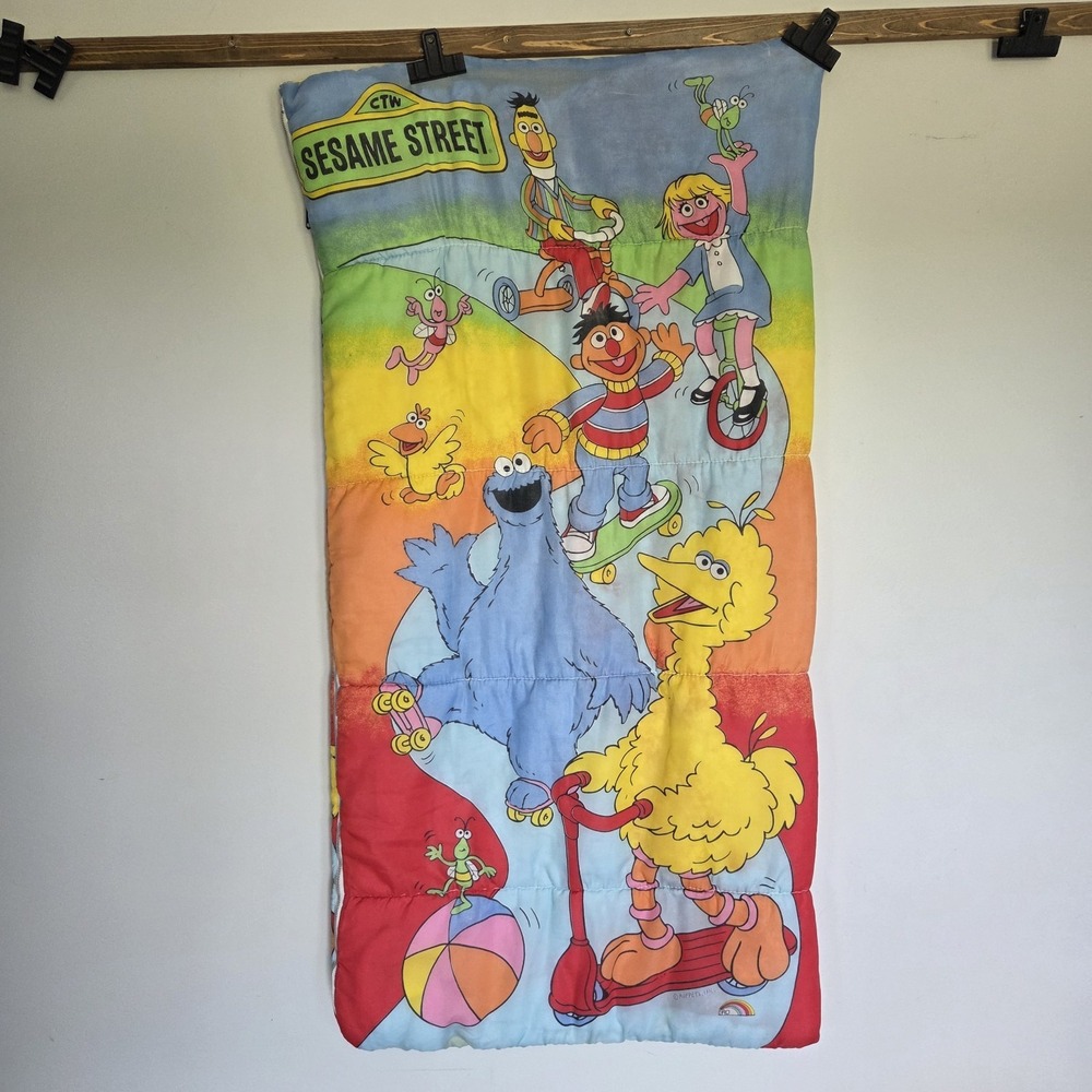 Vintage Muppets 1980s Jim Henson Sesame Street Sleeping Bag Big Bird EUC Y2k